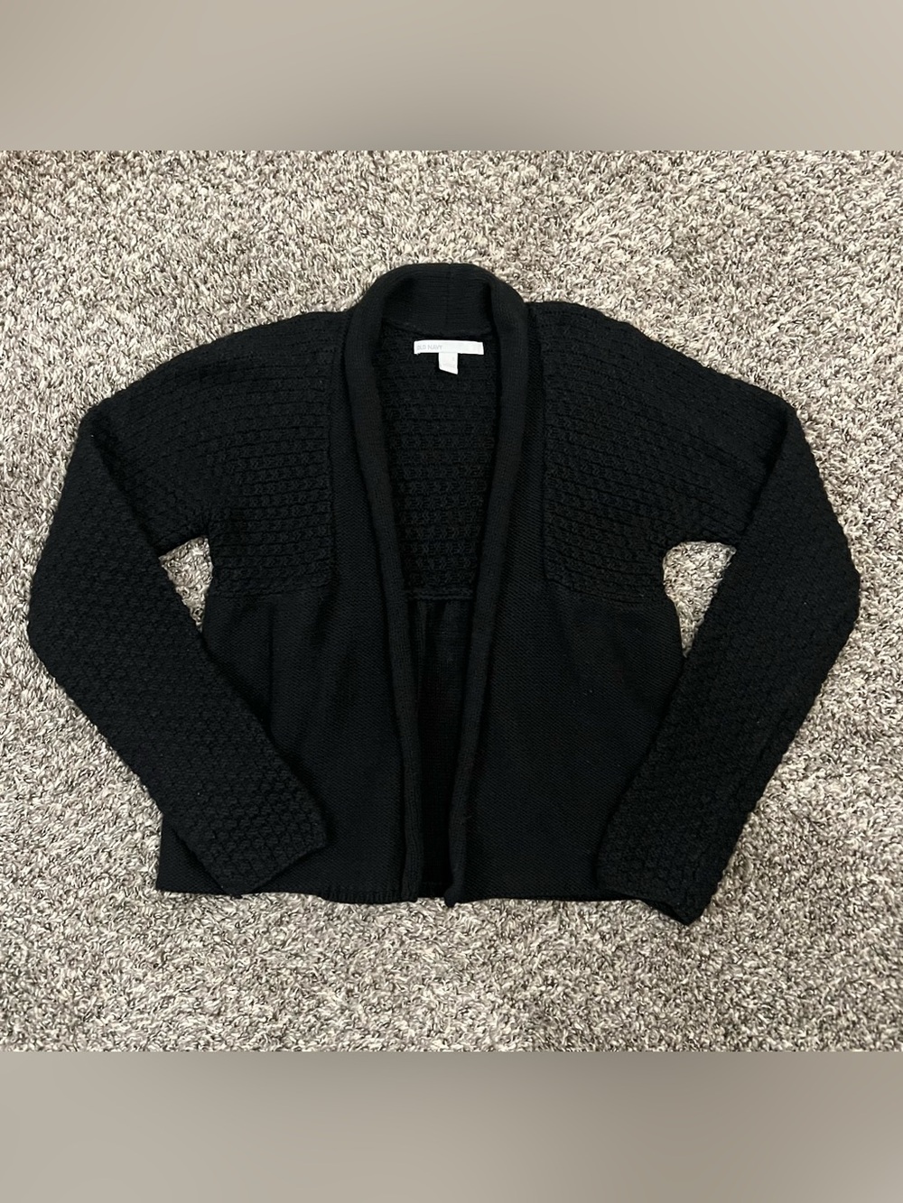 Y2K Old Navy black knit babydoll cardigan cute cozy balletcore layer